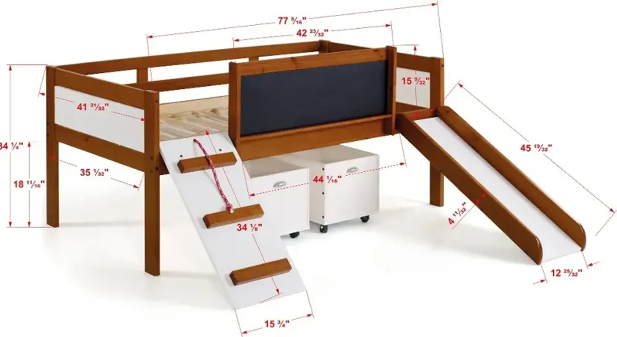 Contemporary Brown and White Twin Low Loft Bed - Junior