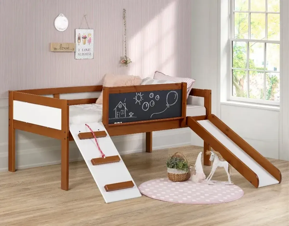 Contemporary Brown and White Twin Low Loft Bed - Junior