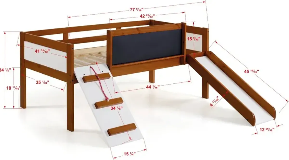 Contemporary Brown and White Twin Low Loft Bed - Junior