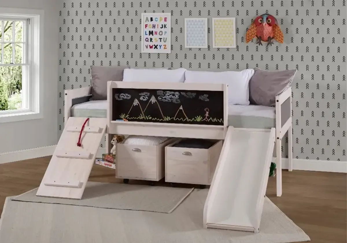 Junior Whitewash Twin Low Loft Bed