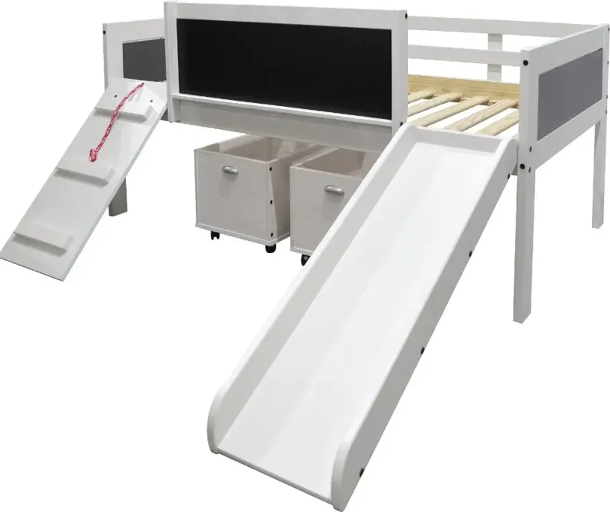 Junior Whitewash Twin Low Loft Bed