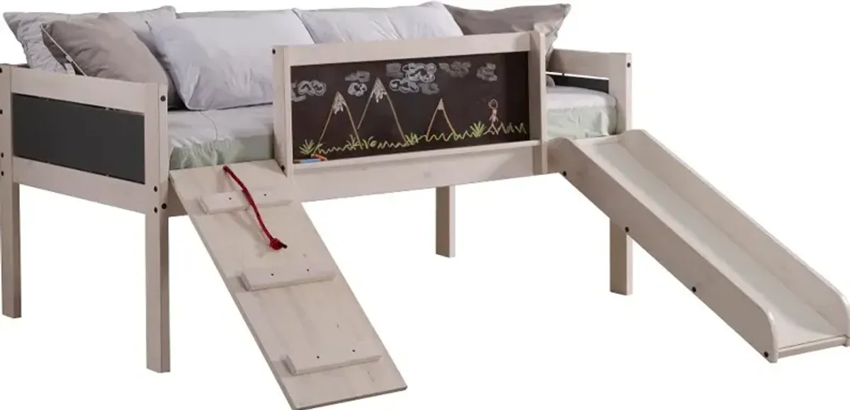 Junior Whitewash Twin Low Loft Bed