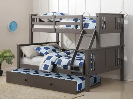 Classic Slate Gray Twin over Full Bunk Bed with Trundle - Princeton
