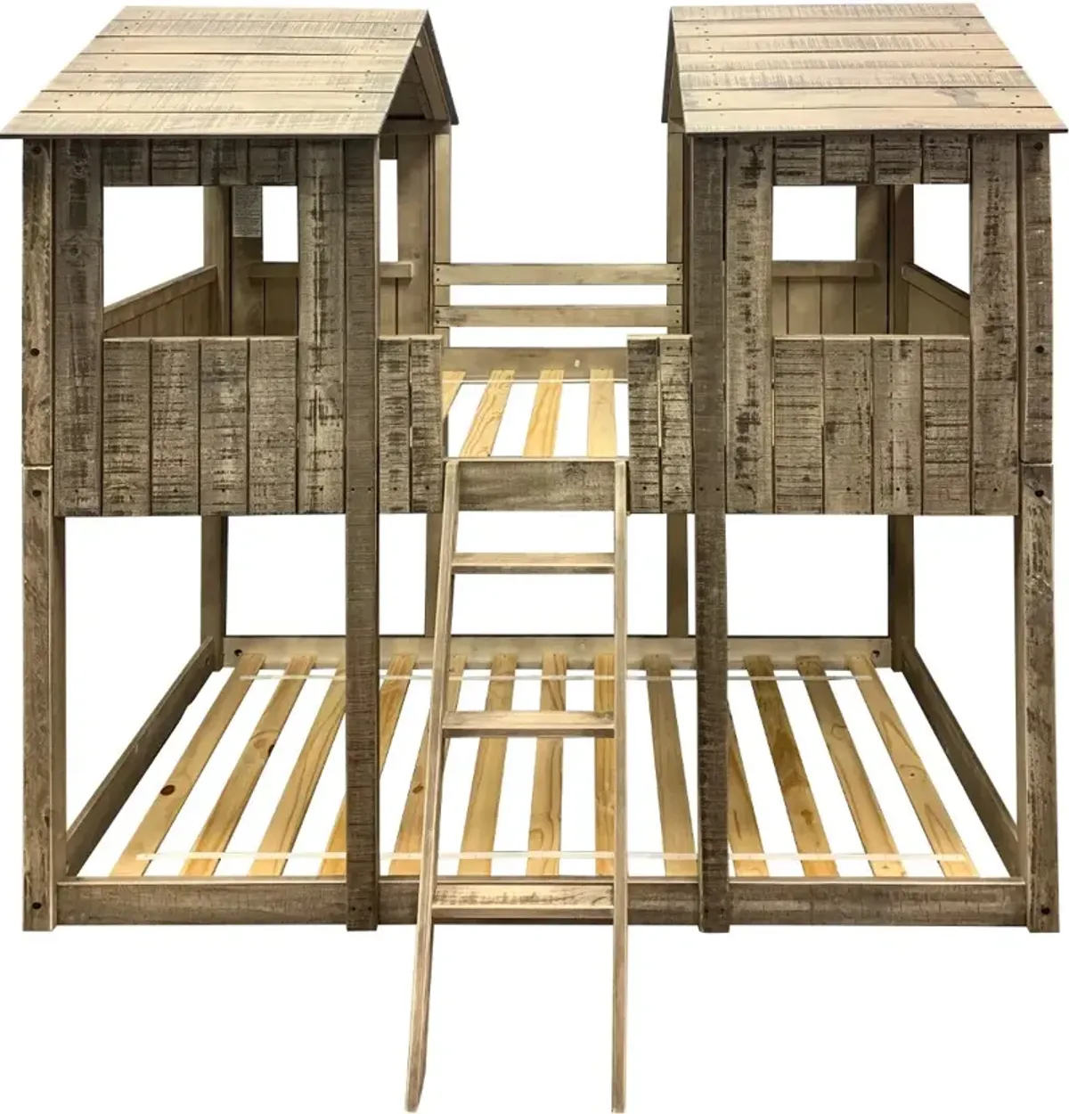 Rustic White Twin over Twin Bunk Bed - Tower