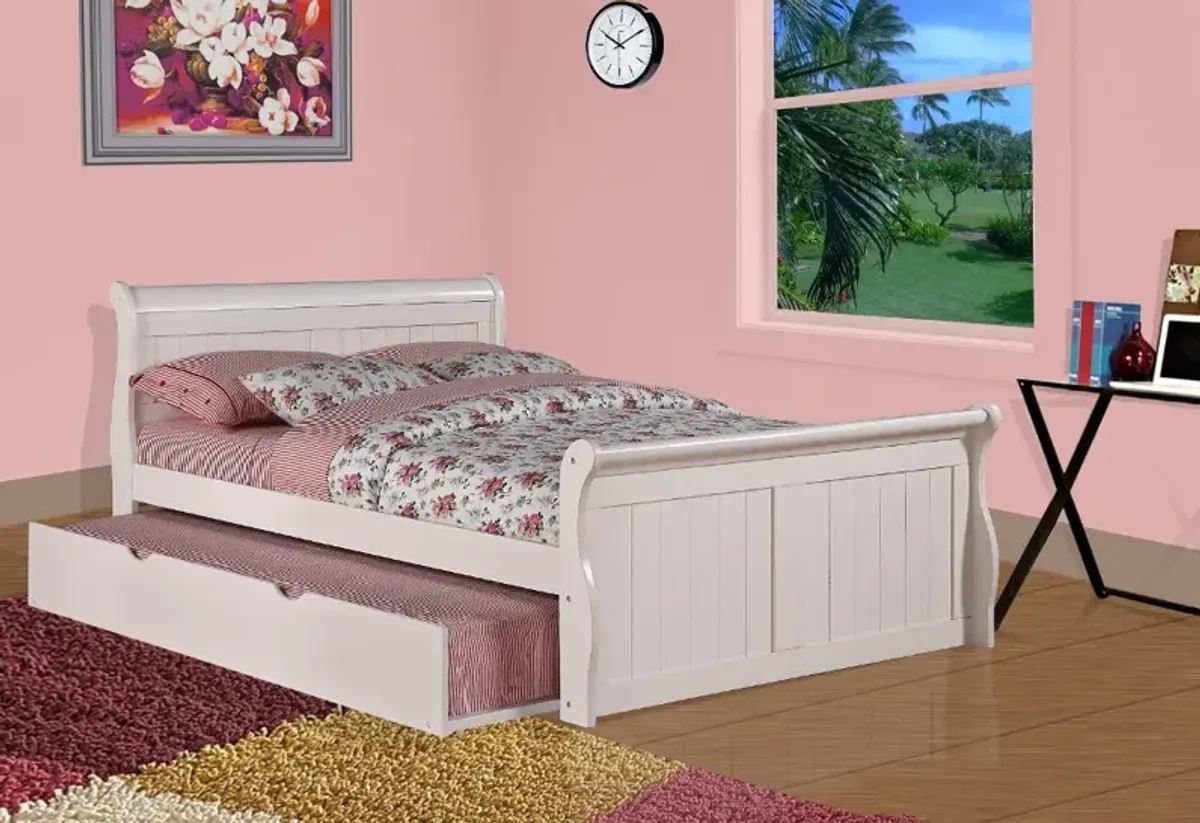 Traditional White Full Sleigh Bed - Madilyn