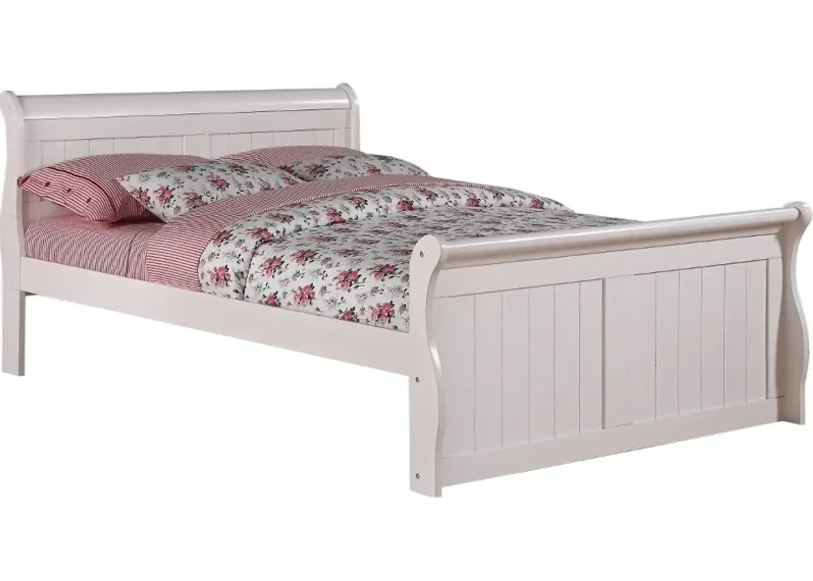 Traditional White Full Sleigh Bed - Madilyn