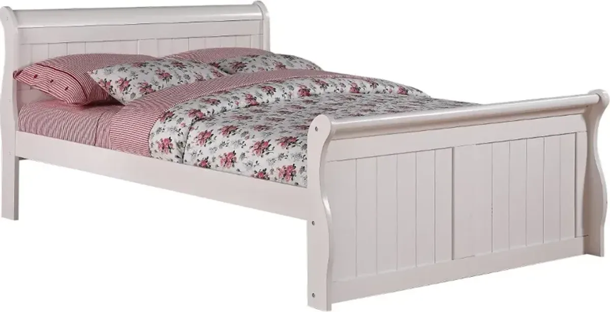 Traditional White Full Sleigh Bed - Madilyn