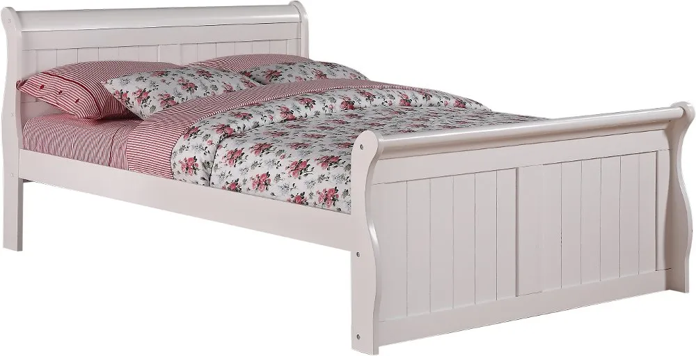 Traditional White Full Sleigh Bed - Madilyn