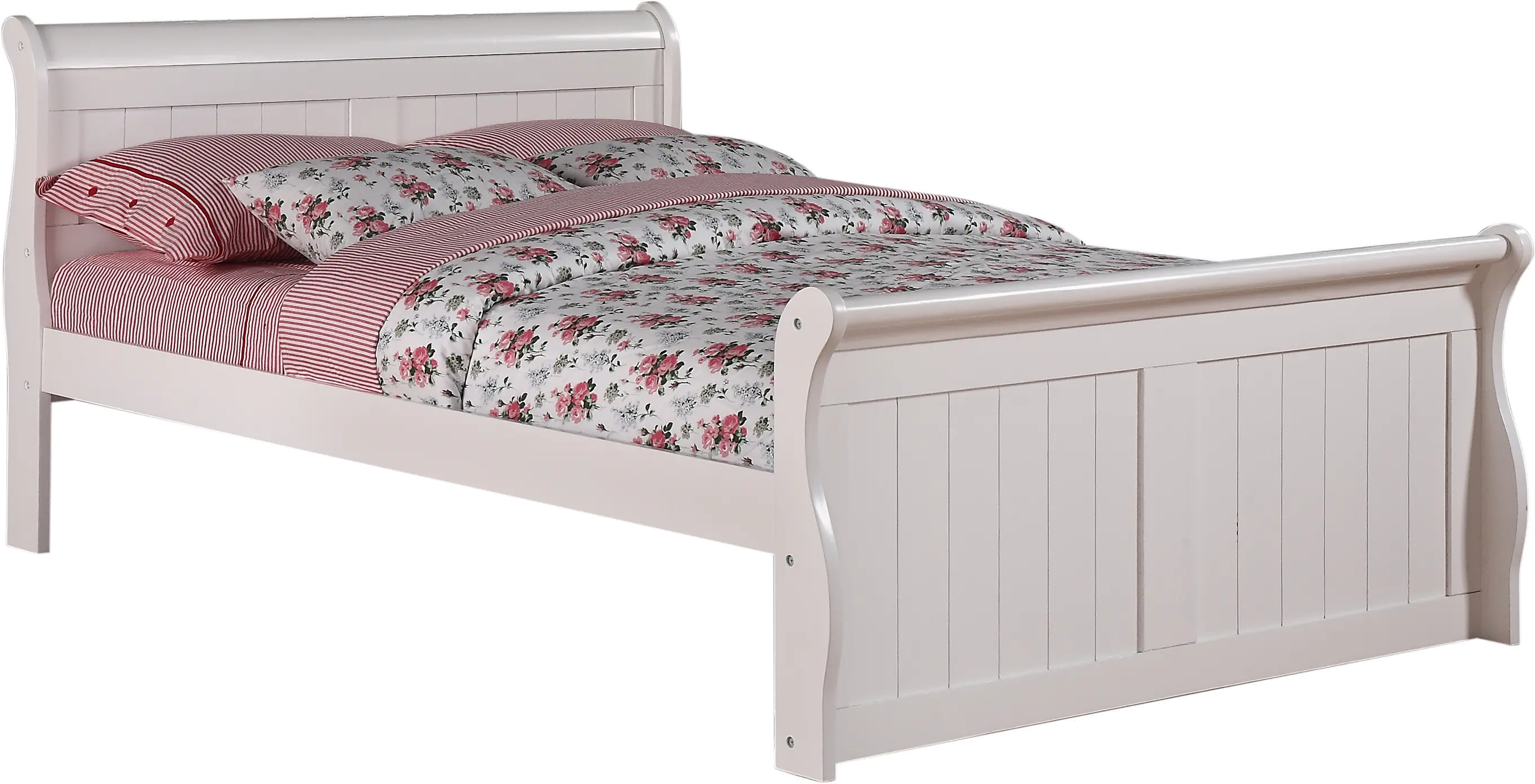 Traditional White Full Sleigh Bed - Madilyn