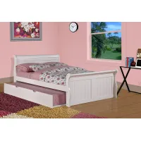 Traditional White Full Sleigh Bed with Trundle - Madilyn