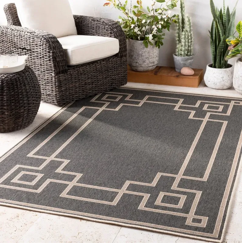 6x9 Black Cottage Style Olefin Outdoor Rug - Alfresco