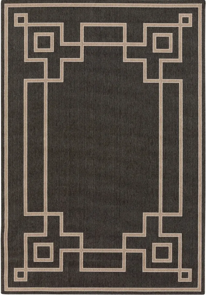 6x9 Black Cottage Style Olefin Outdoor Rug - Alfresco