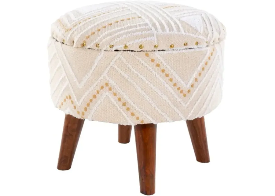 Eclectic Beige Hand Woven Storage Stool - Helsinki