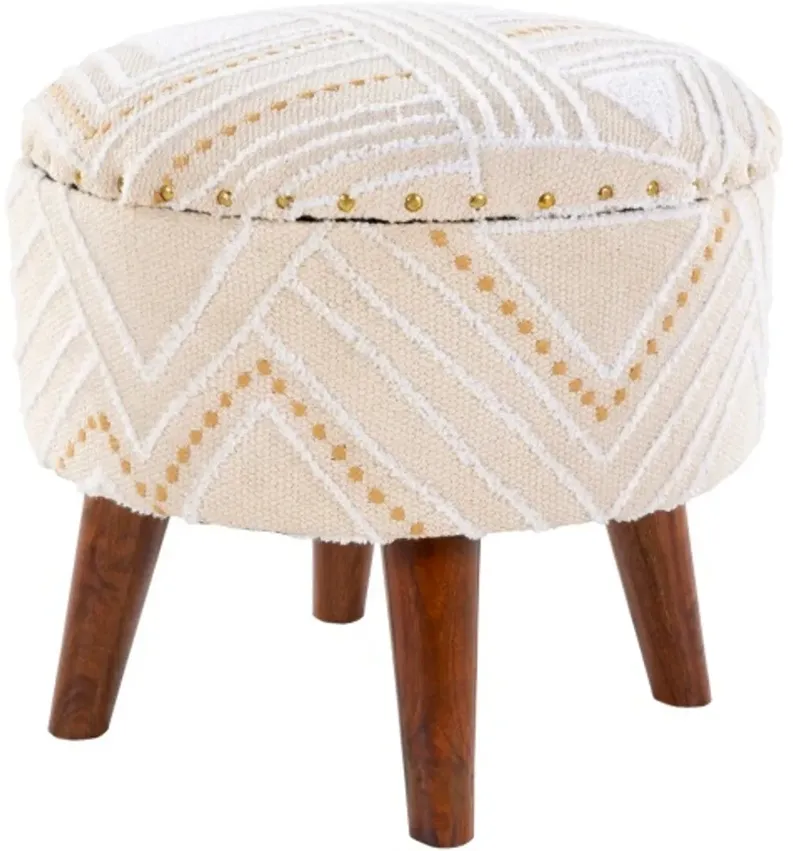 Eclectic Beige Hand Woven Storage Stool - Helsinki