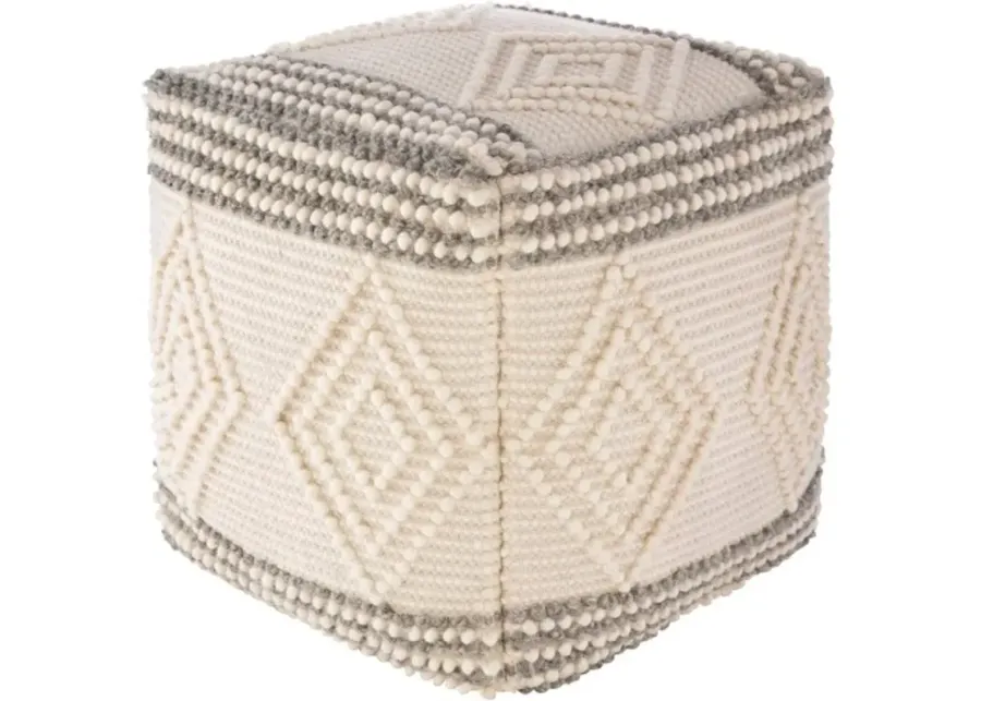 Charcoal and White Hand Woven Pouf - Hygge