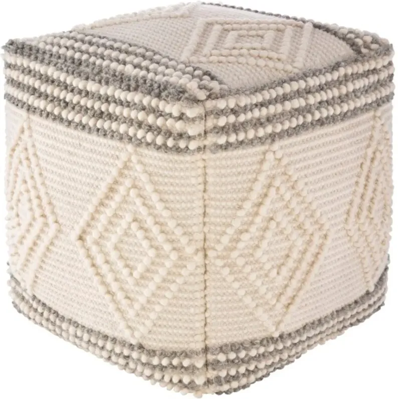 Charcoal and White Hand Woven Pouf - Hygge