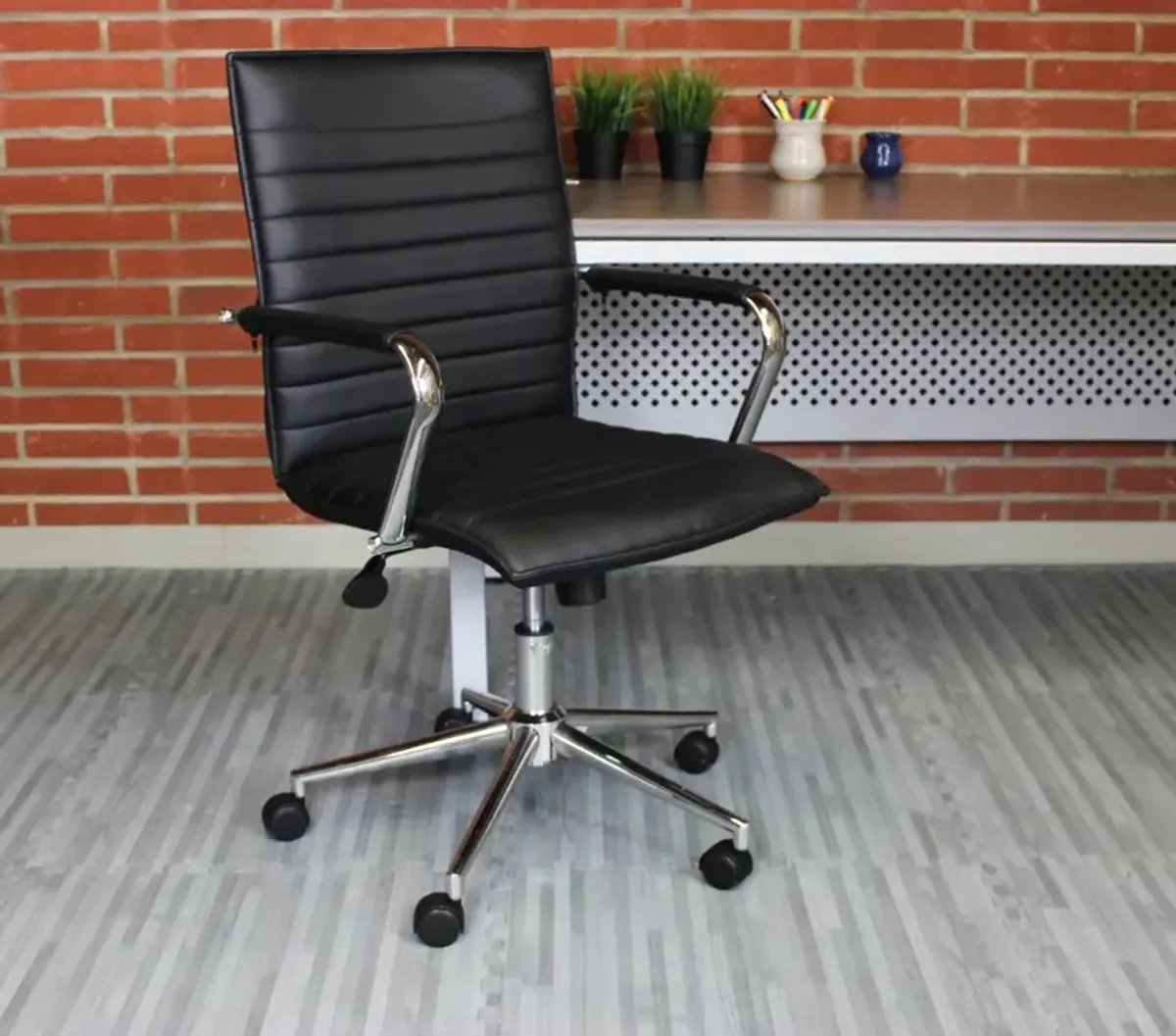 Boss Black Vinyl Hospitality Office Chair