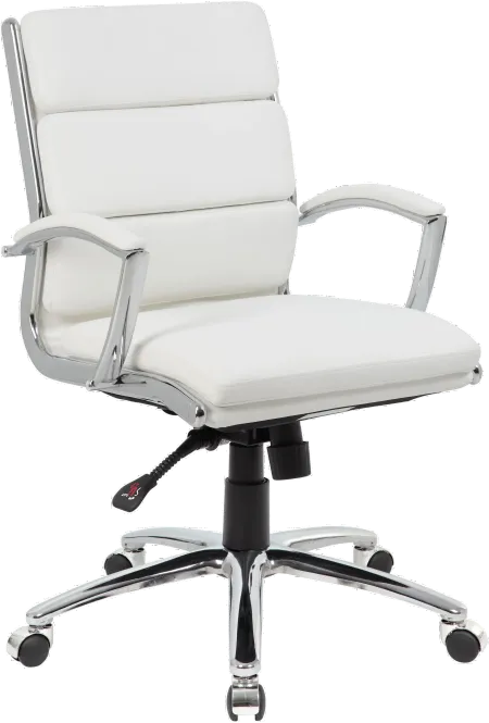 Boss White And Chrome Office Chair
