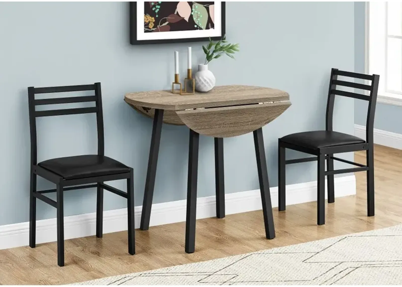 Taupe And Black 3 Piece Dining Room Set