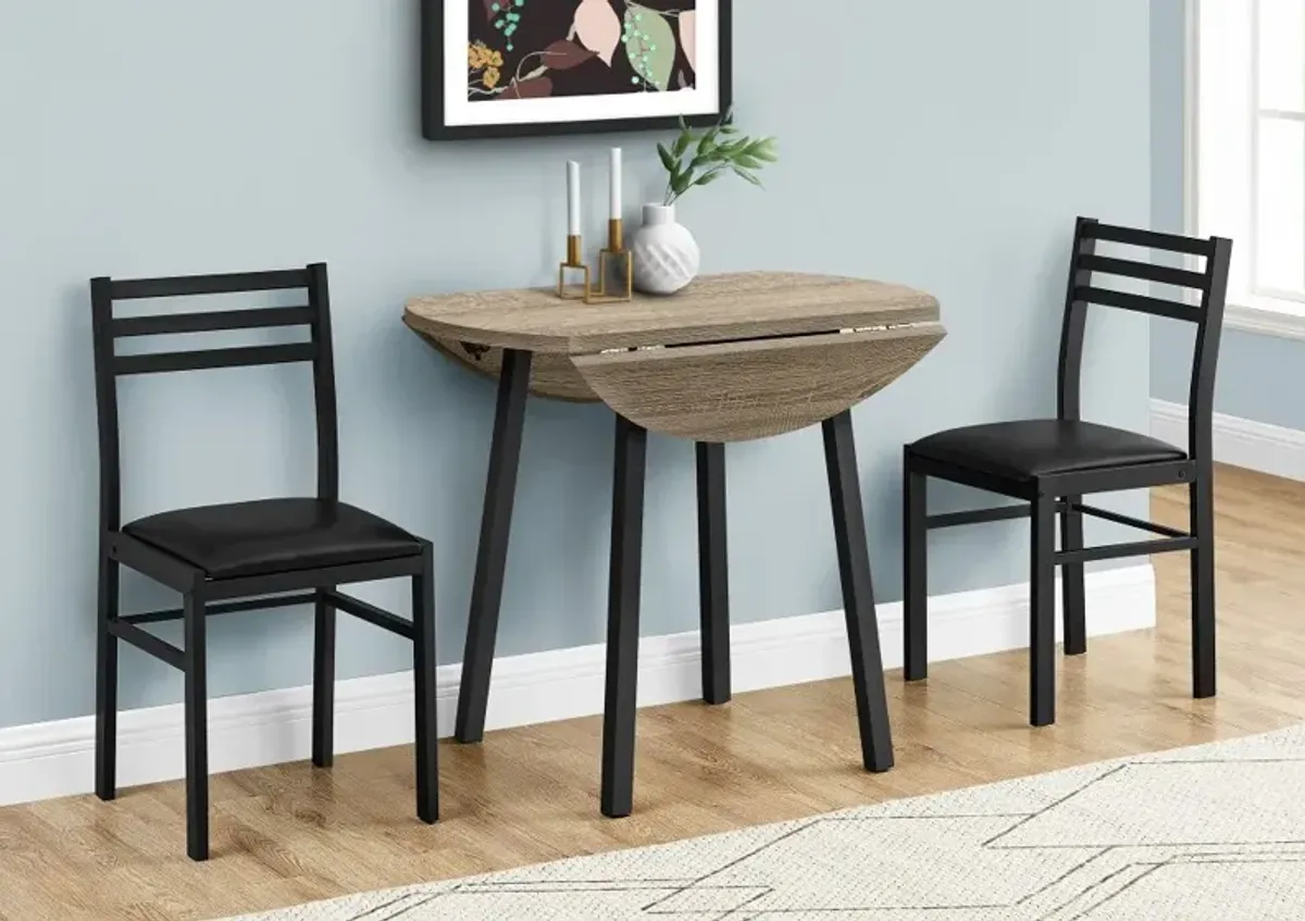 Taupe And Black 3 Piece Dining Room Set