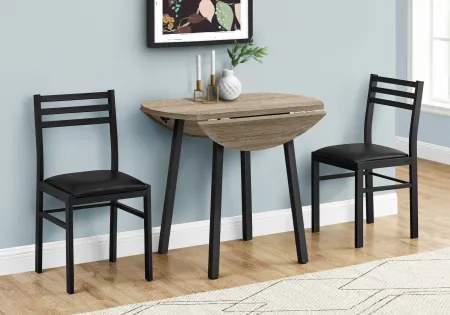 Taupe And Black 3 Piece Dining Room Set