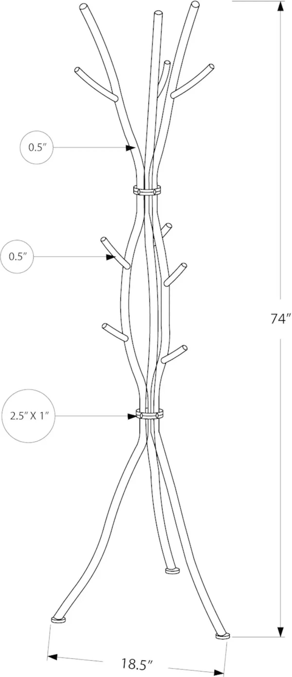 Hammered Silver Contemporary Coat Rack