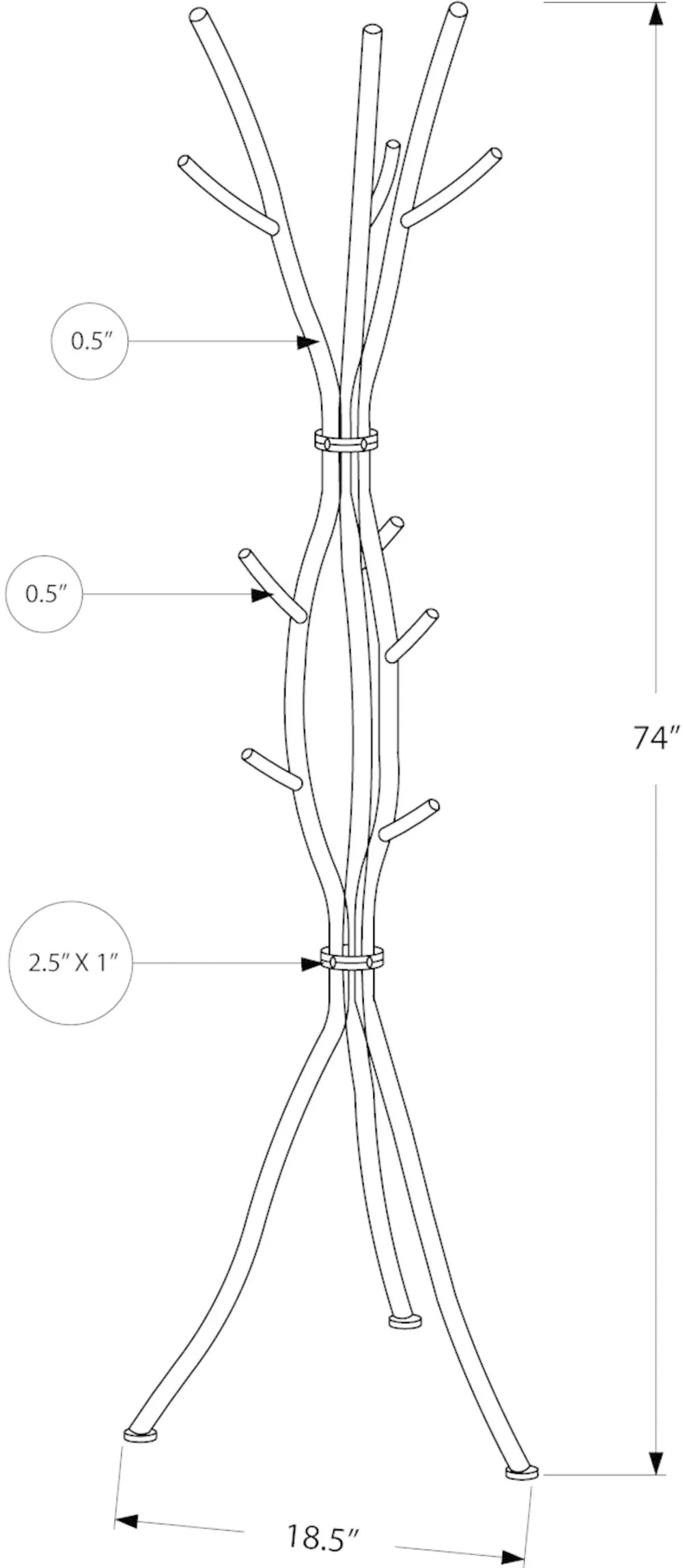 Hammered Silver Contemporary Coat Rack