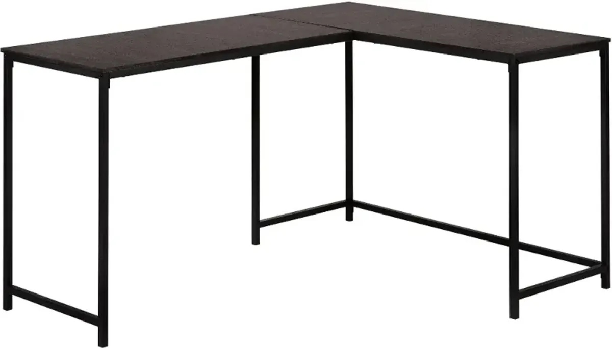 Espresso and Black L-shaped Desk - I7391