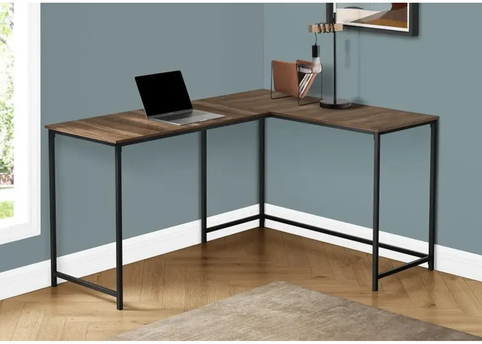 Lindzee Reclaimed Wood and Black L-shaped Desk