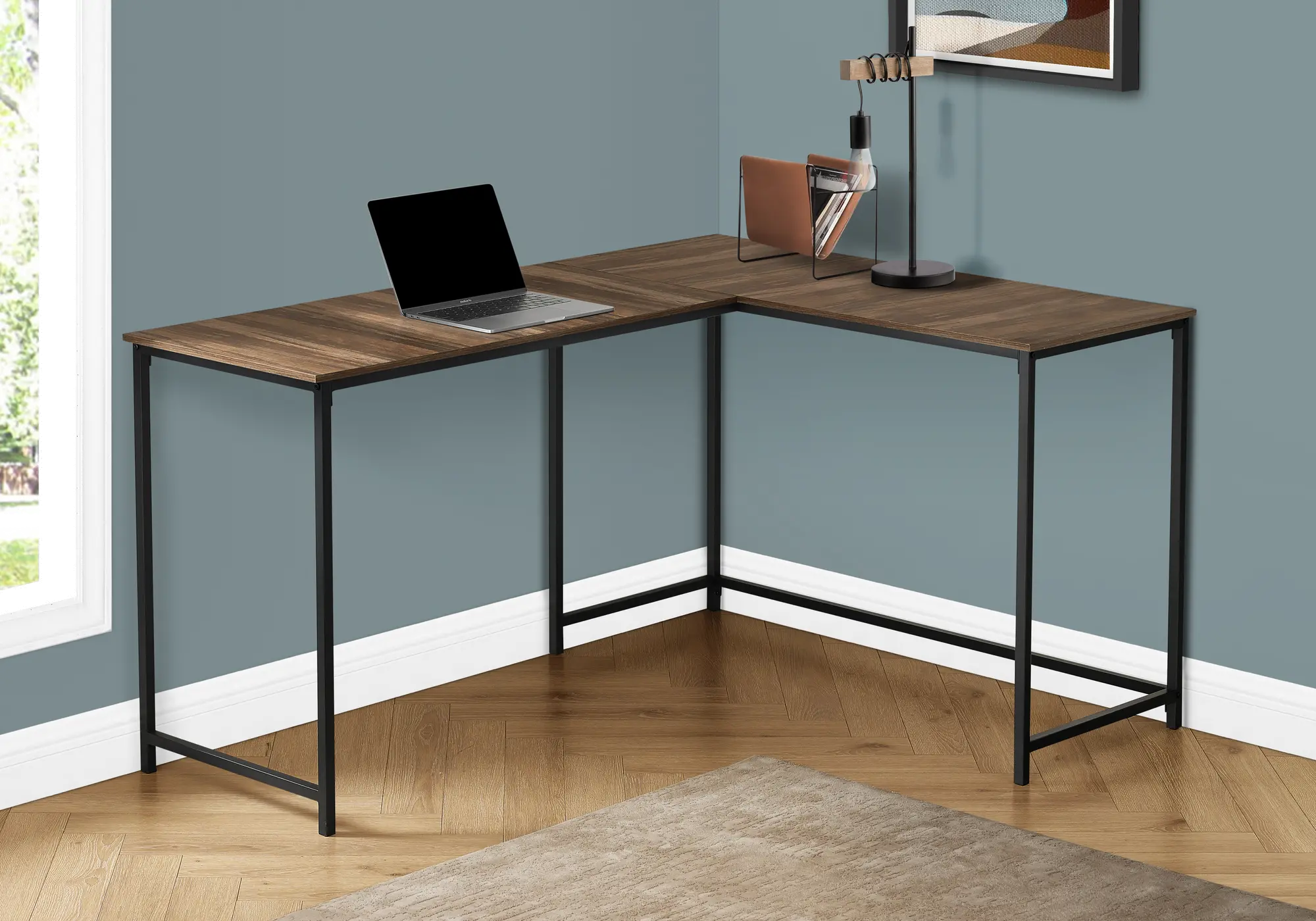 Lindzee Reclaimed Wood and Black L-shaped Desk