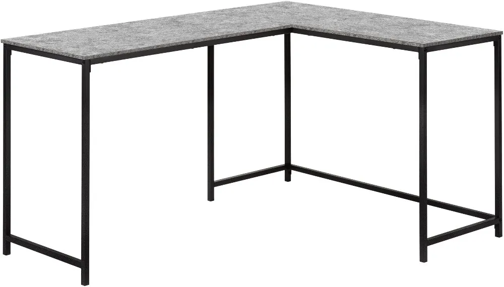 Lindzee Stone Top and Black L-Shaped Desk