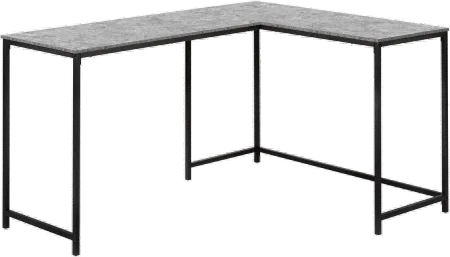 Lindzee Stone Top and Black L-Shaped Desk