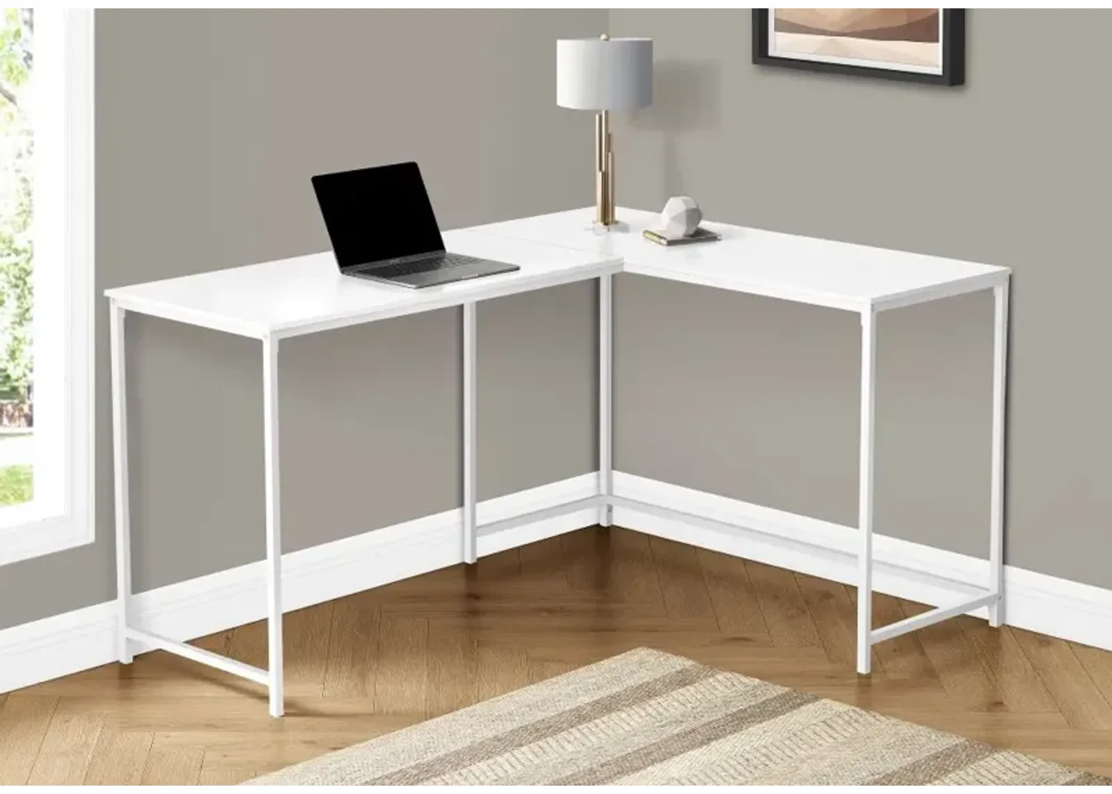 Minimal White L-Shaped Desk