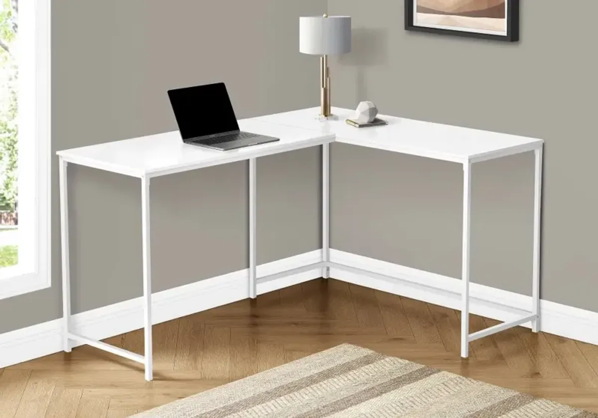 Minimal White L-Shaped Desk