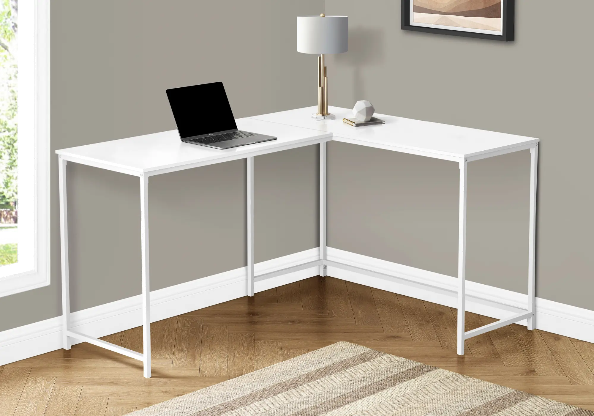 Minimal White L-Shaped Desk
