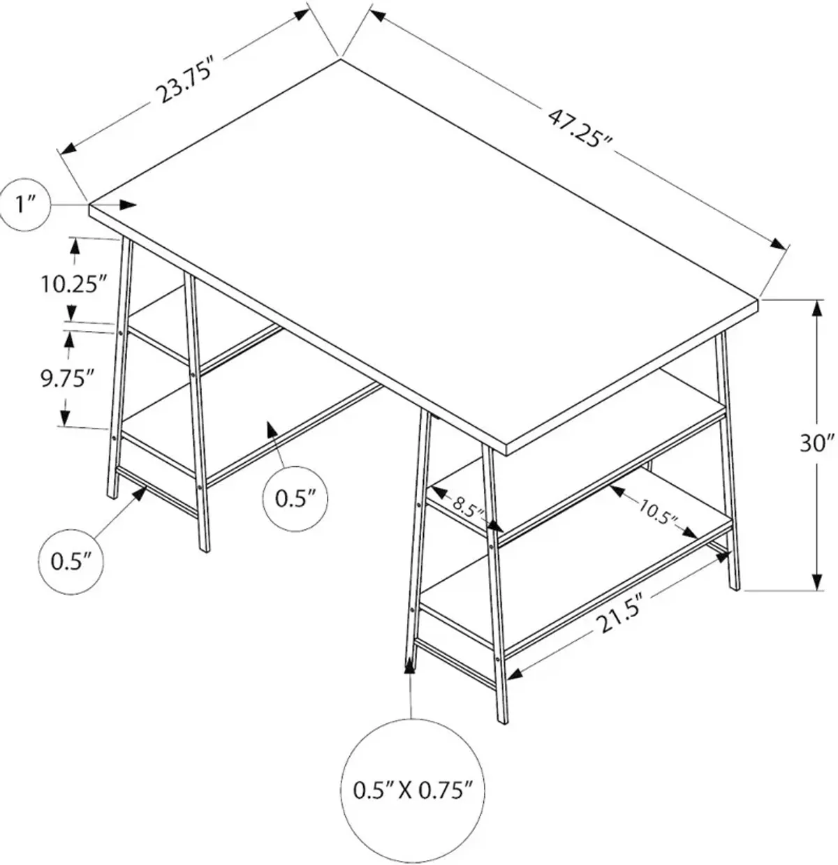 Industrial White Computer Desk