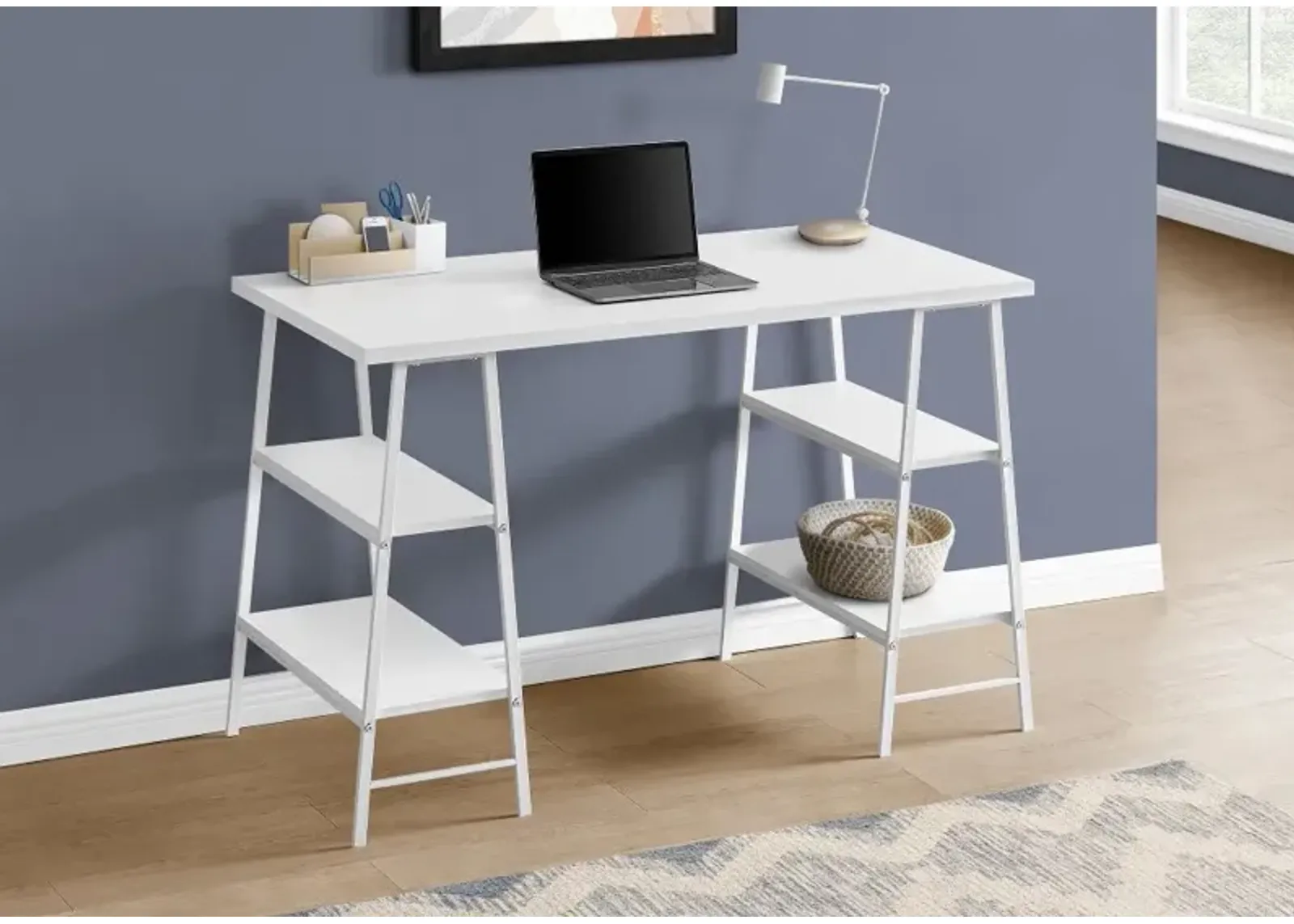 Industrial White Computer Desk