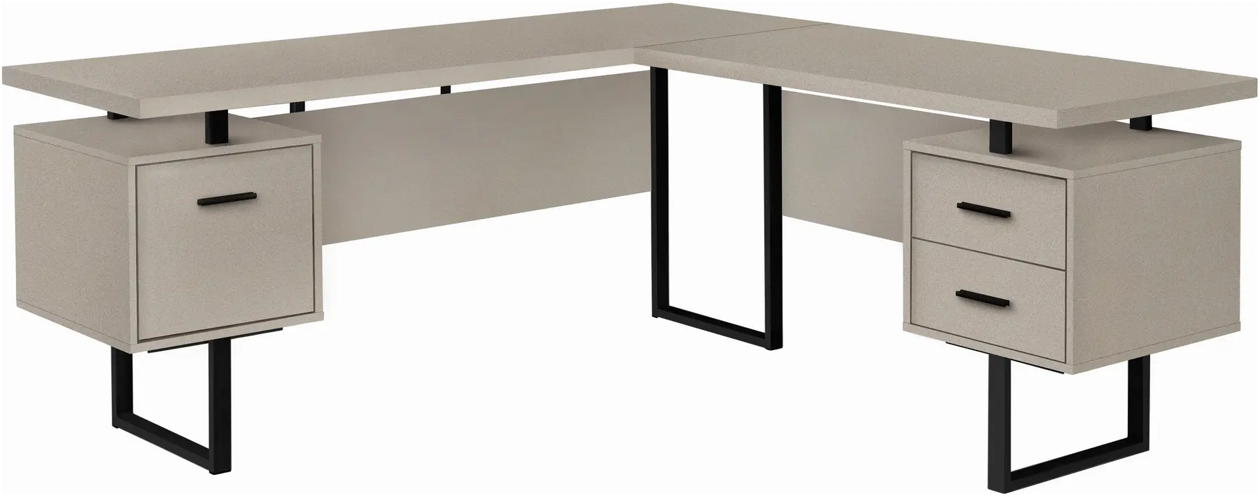 Karner Taupe and Black L-Shaped Desk