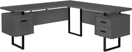 Gray and Black L-Shaped Desk