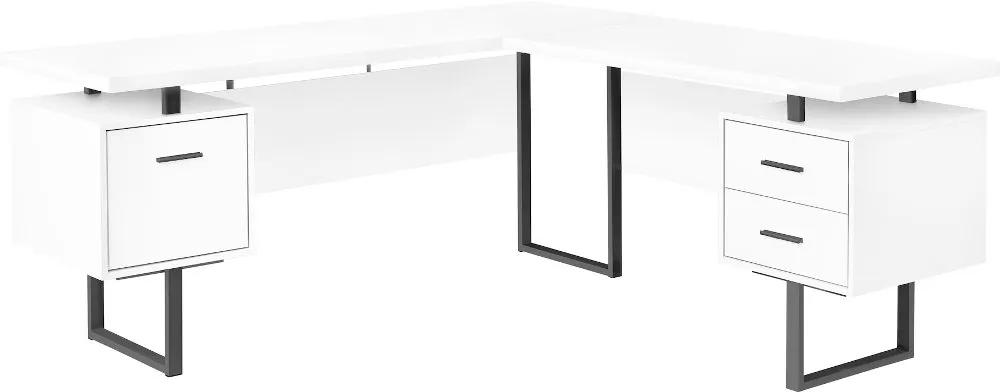 Karner White and Black L-Shaped Desk