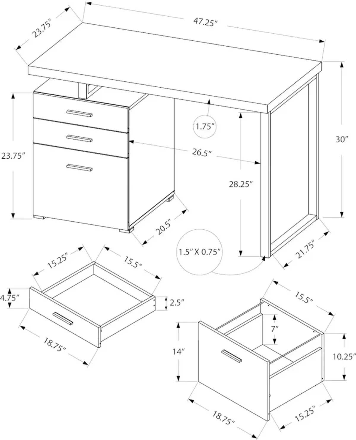 Walnut and Black Computer Desk