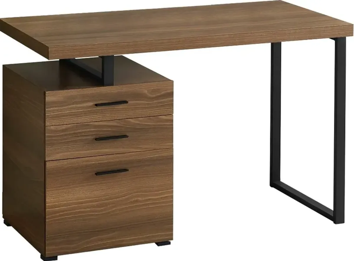 Walnut and Black Computer Desk