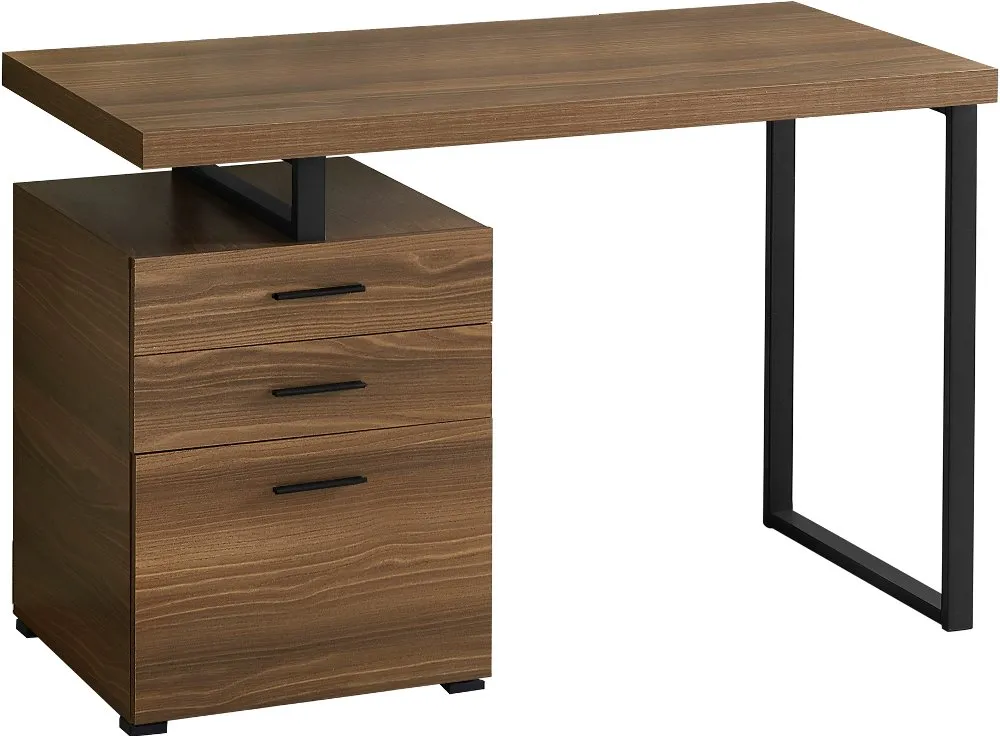 Walnut and Black Computer Desk