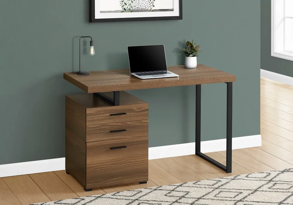 Walnut and Black Computer Desk