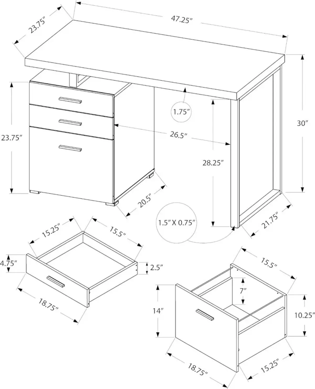 Black and Silver Computer Desk with File Cabinet