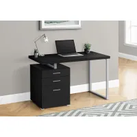 Black and Silver Computer Desk with File Cabinet