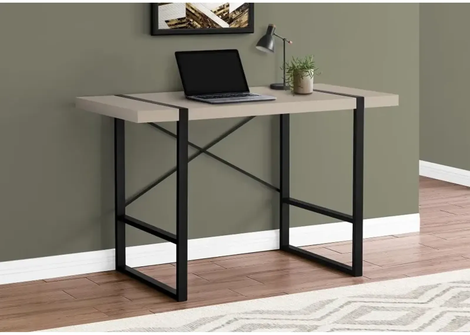 Taupe and Black Thick Panel Computer Desk