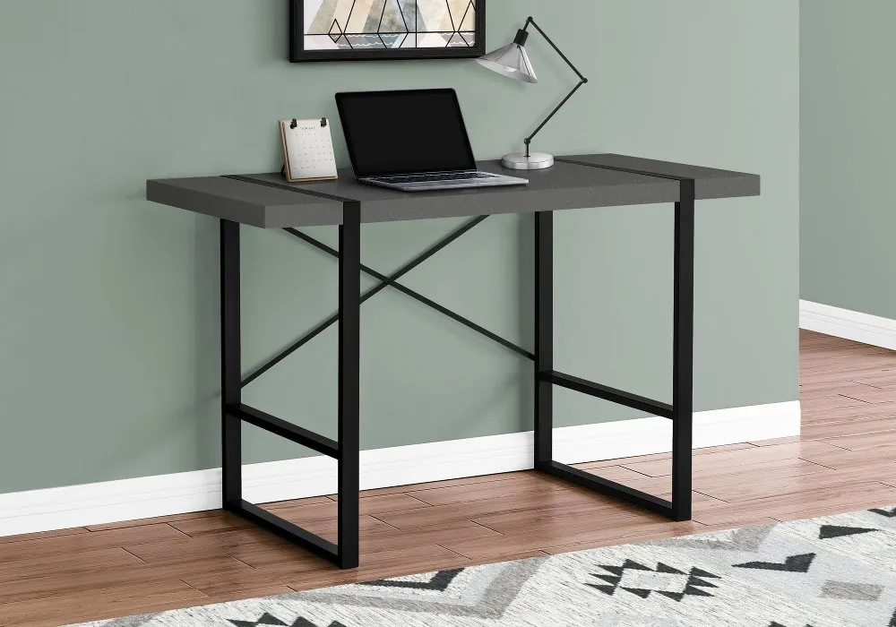 Gray and Black Thick Panel Computer Desk