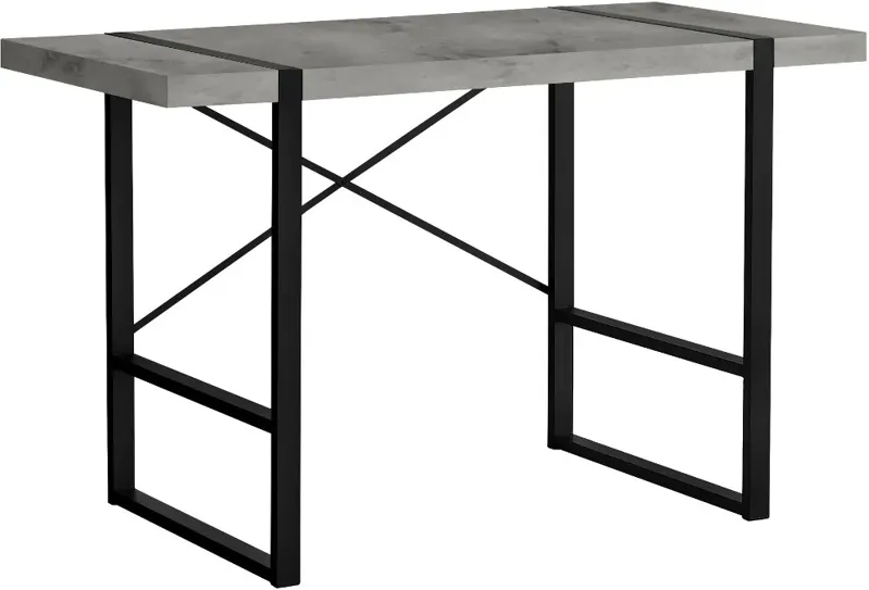 Concrete and Black Thick Panel Computer Desk