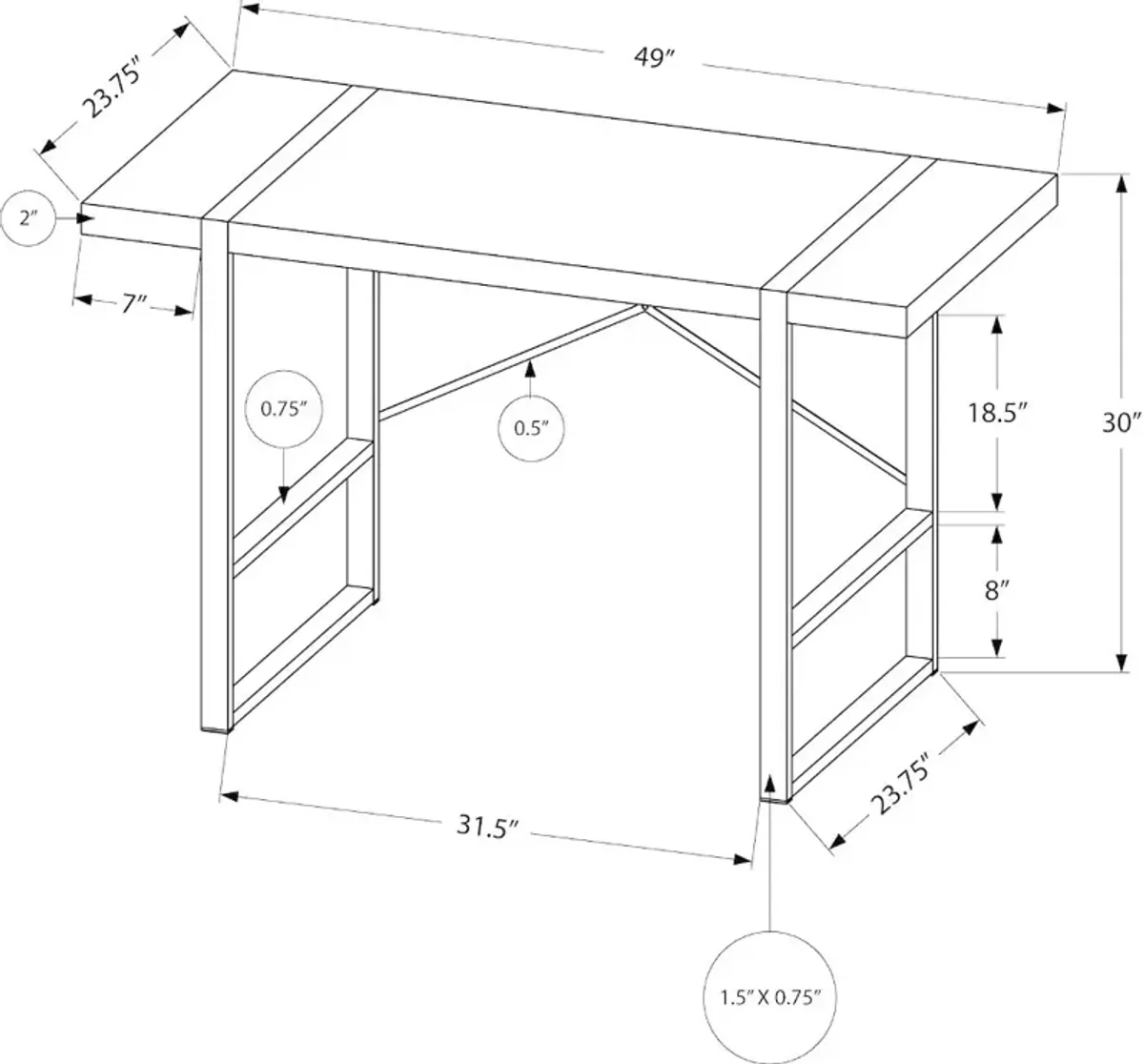 Concrete and Black Thick Panel Computer Desk